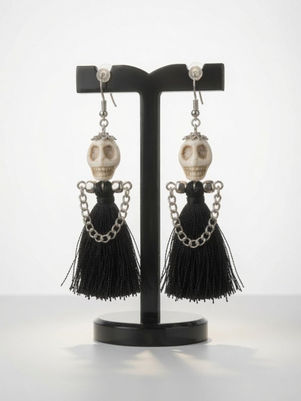 Brand New Sugar Skull Tassel Dangle Earrings